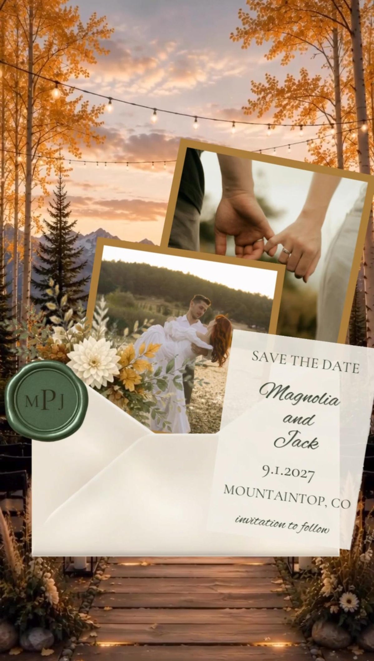 Animated Fall Save the Date Template | Editable in Canva | Autumn Wedding | 2 Versions - Rustic and Modern | Instant Download