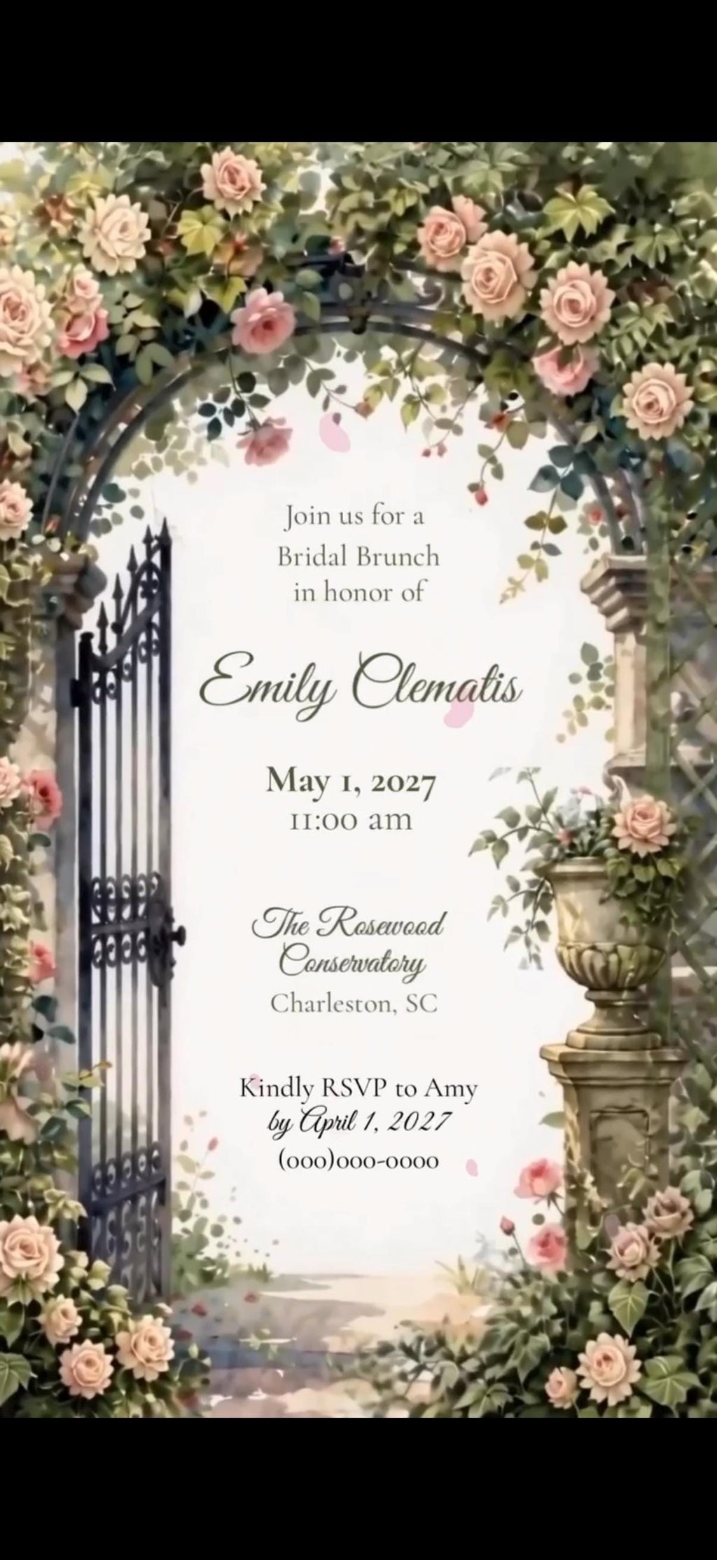 Cinematic Secret Garden Bridal Brunch Invitation | Animated Canva Template | Instant Download
