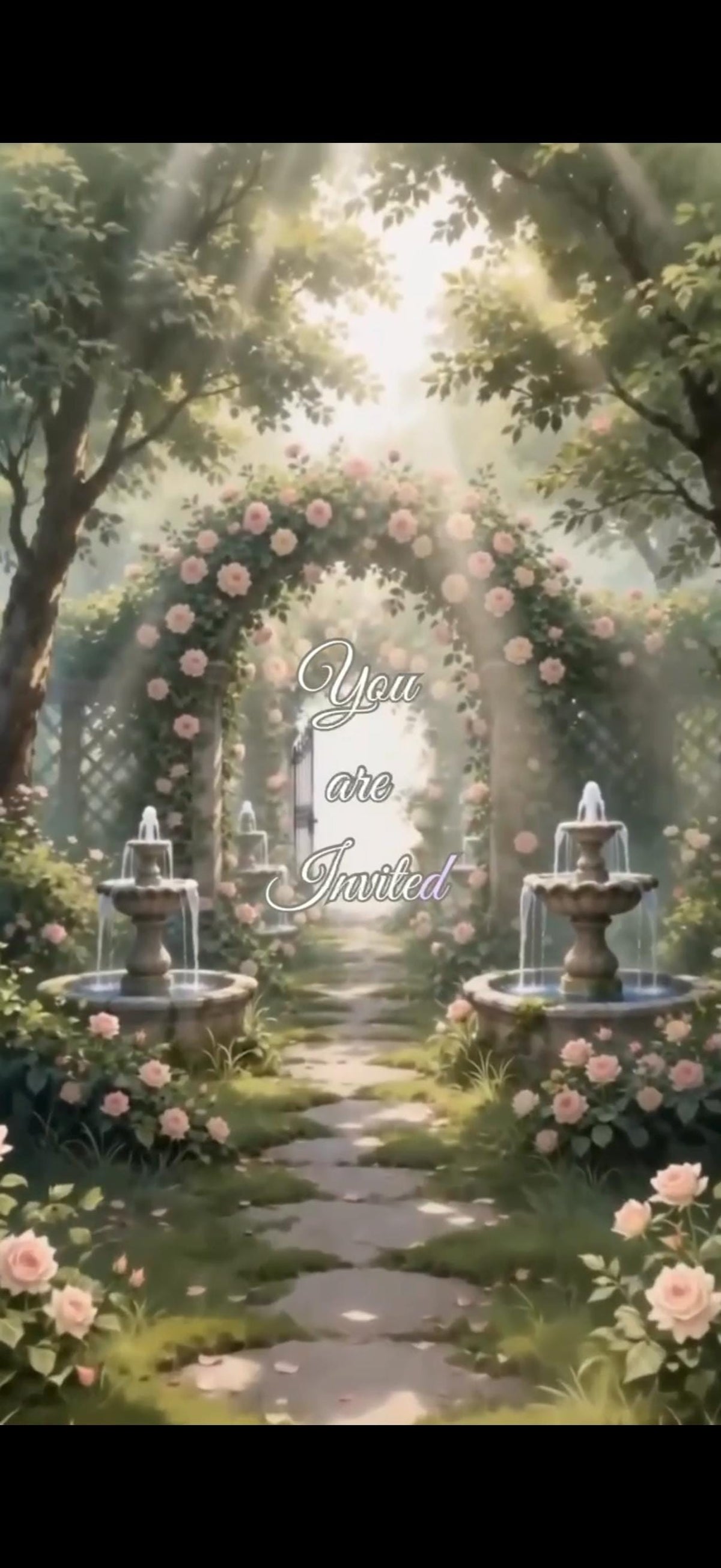 Cinematic Secret Garden Wedding Invitation, Animated Canva Template, Romantic Floral Digital Invite