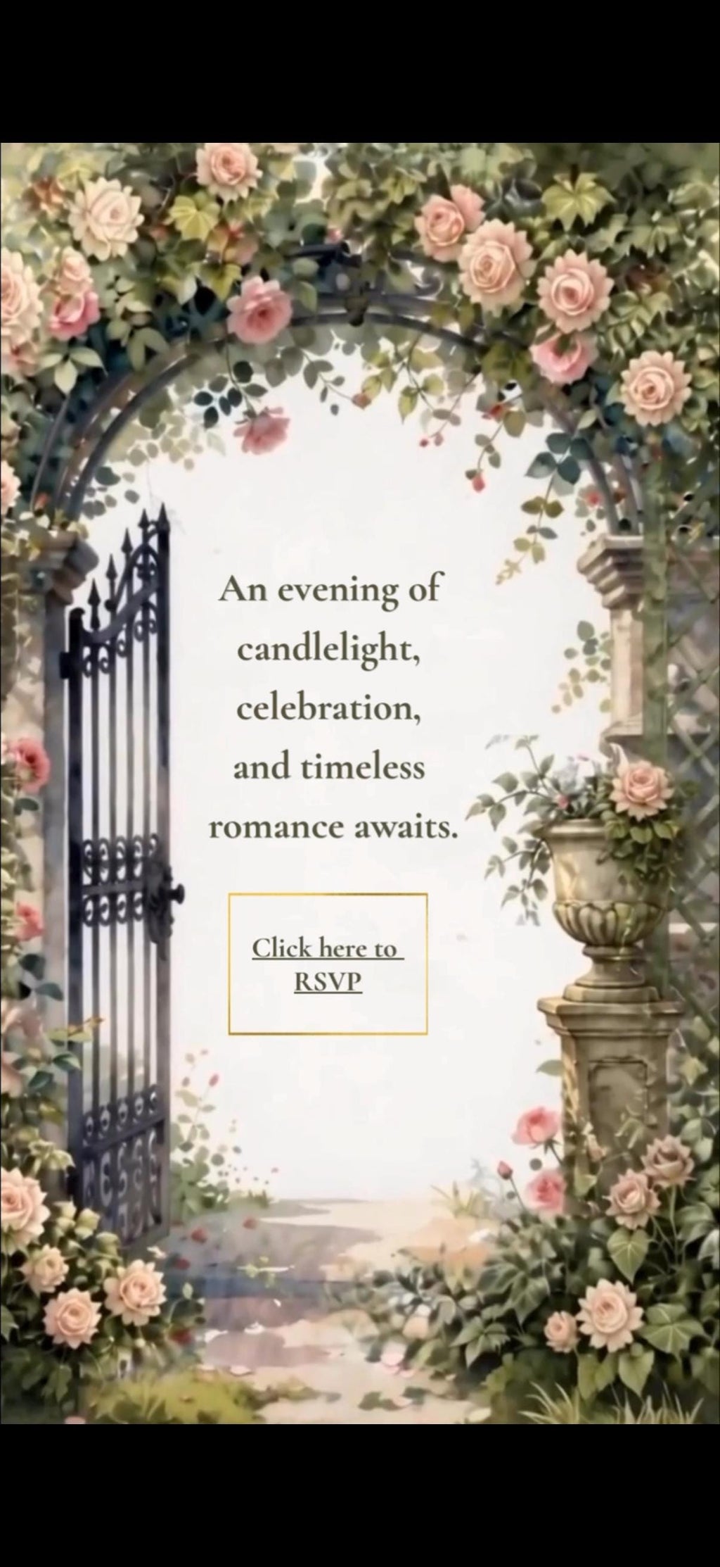 Cinematic Secret Garden Wedding Invitation, Animated Canva Template, Romantic Floral Digital Invite
