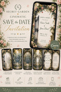 Cinematic Secret Garden Save the Date, Animated Canva Template, Instant Download