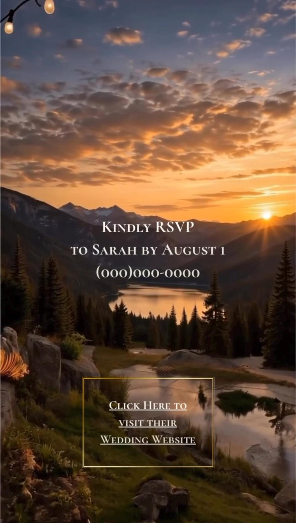 Cinematic Minimal Mountain Couple’s Shower Invitation | Editable in Canva | Includes Sunset & Twilight Versions