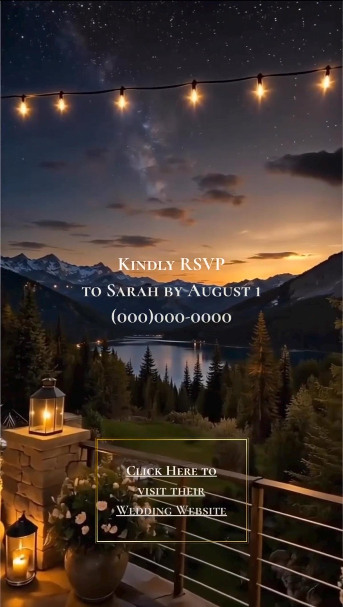 Cinematic Minimal Mountain Couple’s Shower Invitation | Editable in Canva | Includes Sunset & Twilight Versions