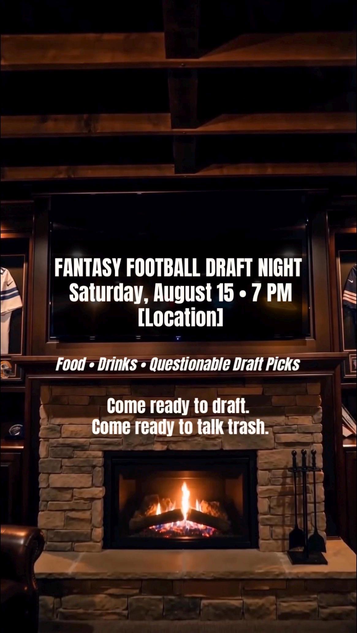 Fantasy Football Draft Invitation | 2 Cinematic Draft Night Invites | Editable Canva Templates | 2026 Fantasy Football Party Invite