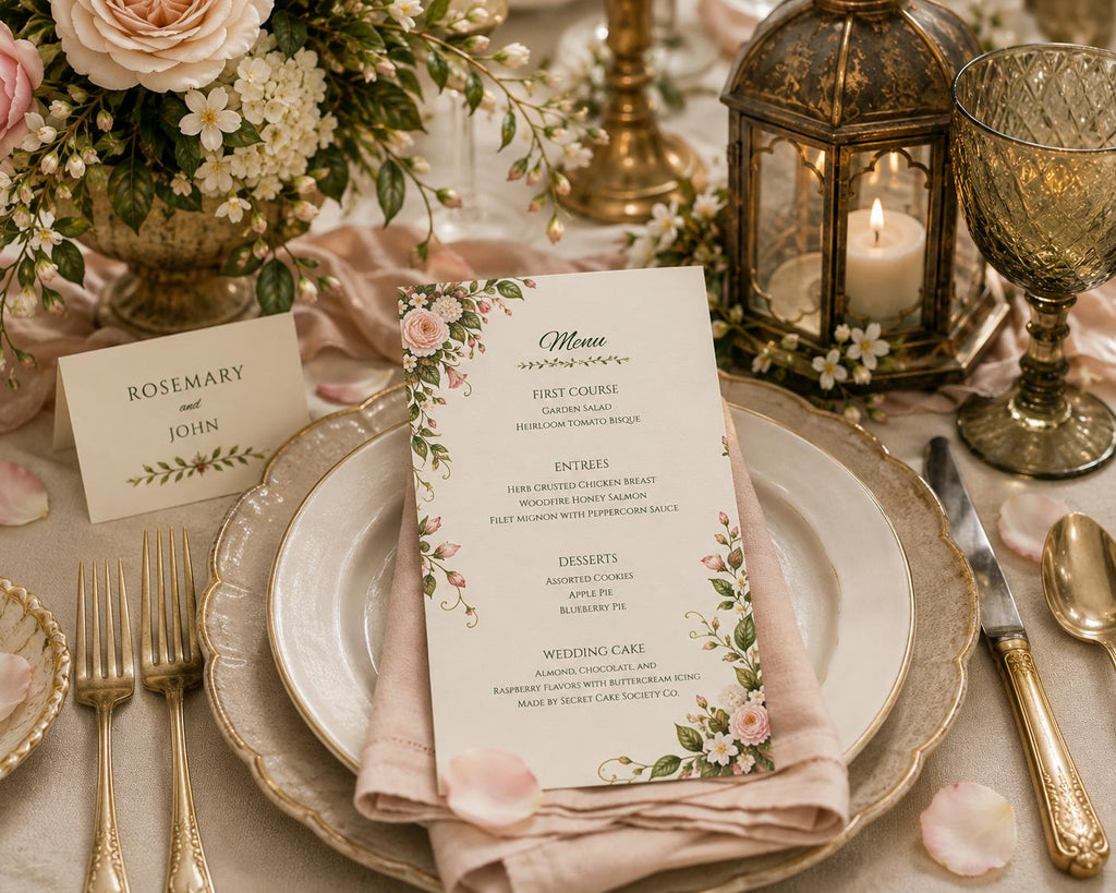 Secret Garden Wedding Invitation Suite Template | 35 Editable Canva Templates | Botanical Floral Wedding Bundle