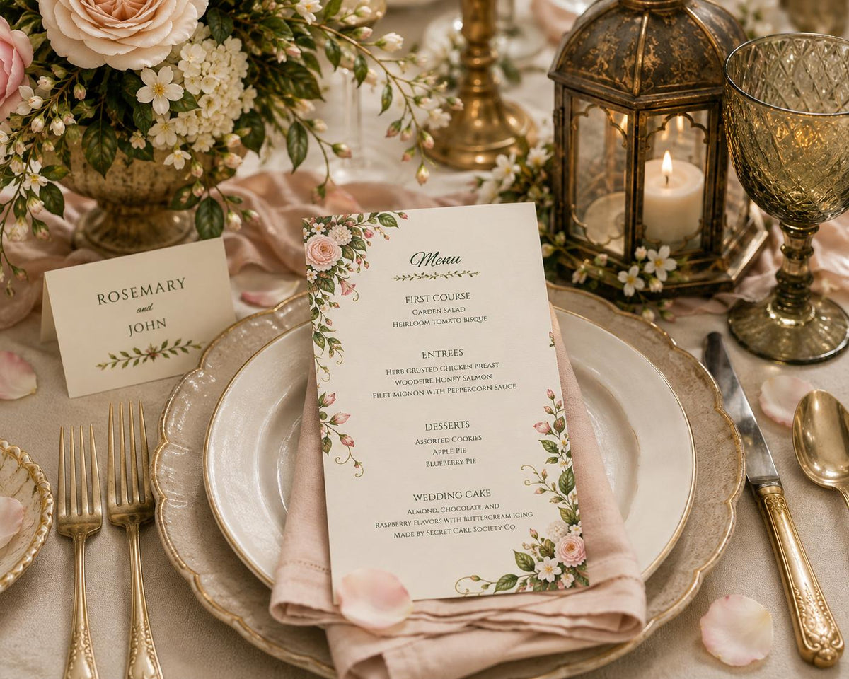Secret Garden Wedding Invitation Suite Template | 35 Editable Canva Templates | Botanical Floral Wedding Bundle
