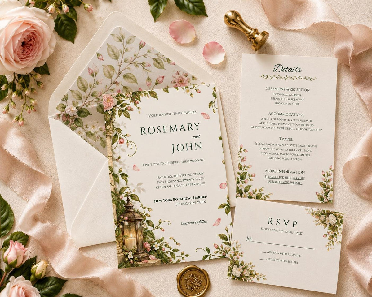 Secret Garden Wedding Invitation Suite Template | 35 Editable Canva Templates | Botanical Floral Wedding Bundle