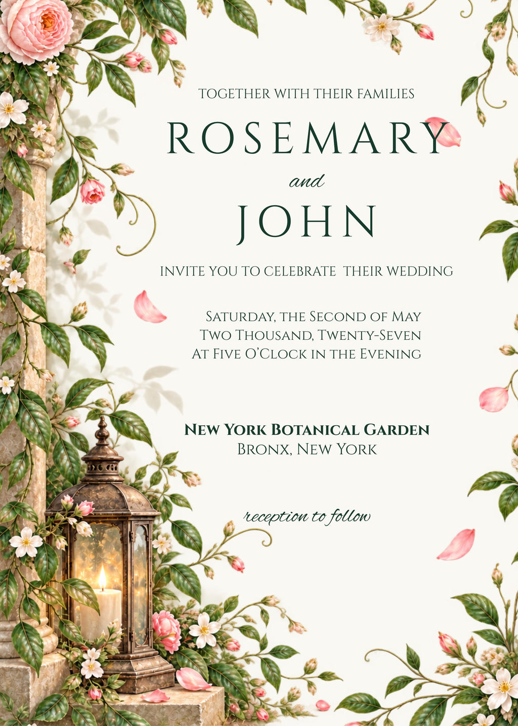 Secret Garden Wedding Invitation Suite Template | 35 Editable Canva Templates | Botanical Floral Wedding Bundle