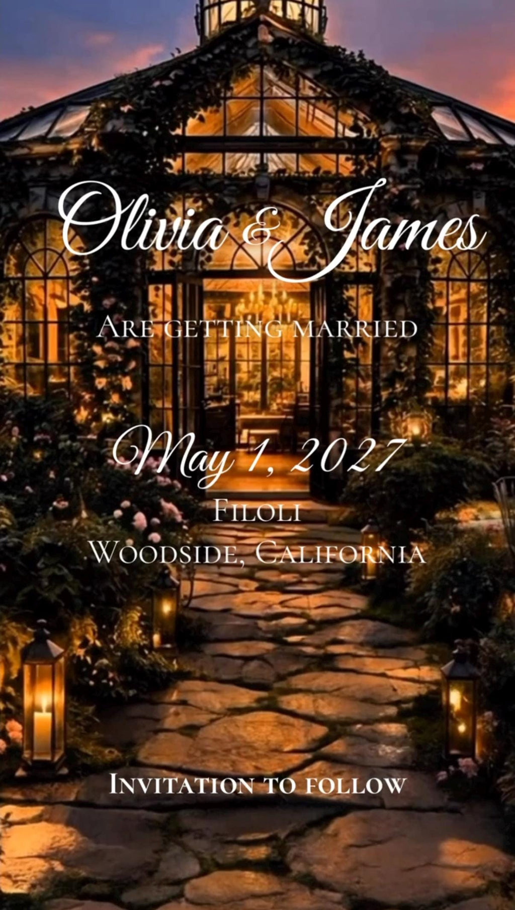 Cinematic Secret Garden Save the Date Template, Editable in Canva, Includes 2 Versions - Twilight and Verdant