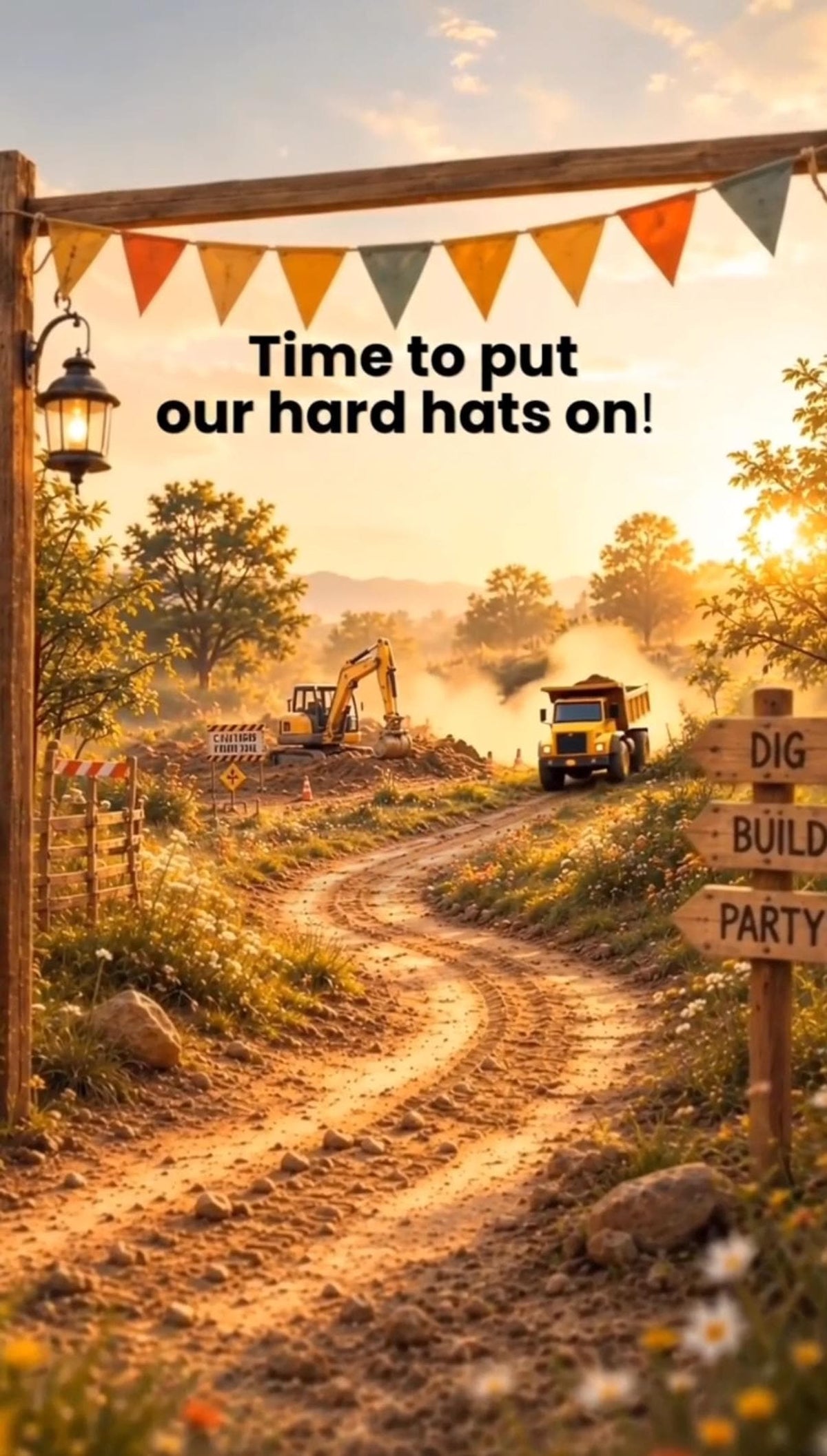 Cinematic Construction Birthday Invitation Template | Digital and Editable in Canva | Digger Dump Truck Birthday
