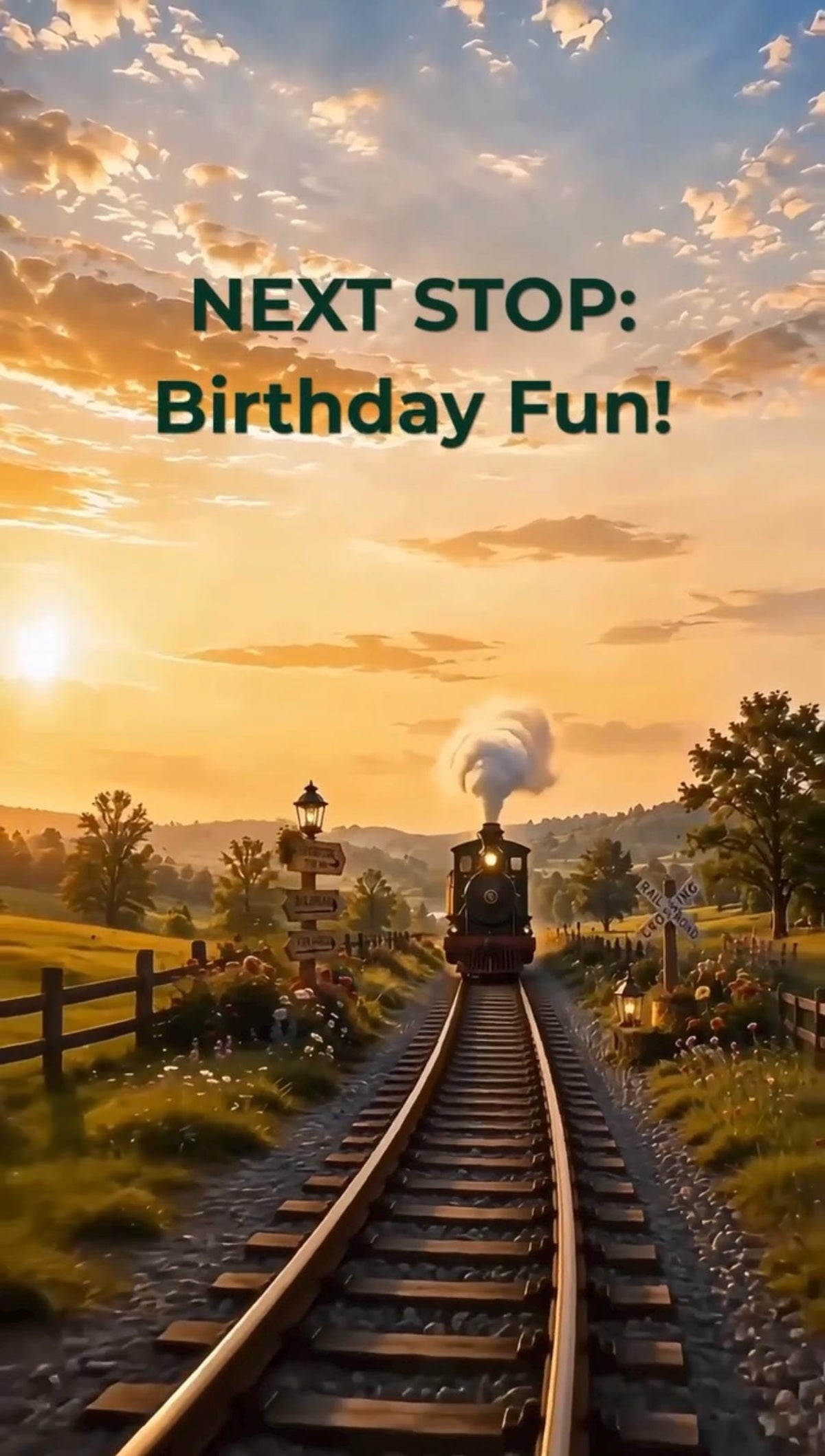 Cinematic Train Birthday Invitation Template | Editable in Canva