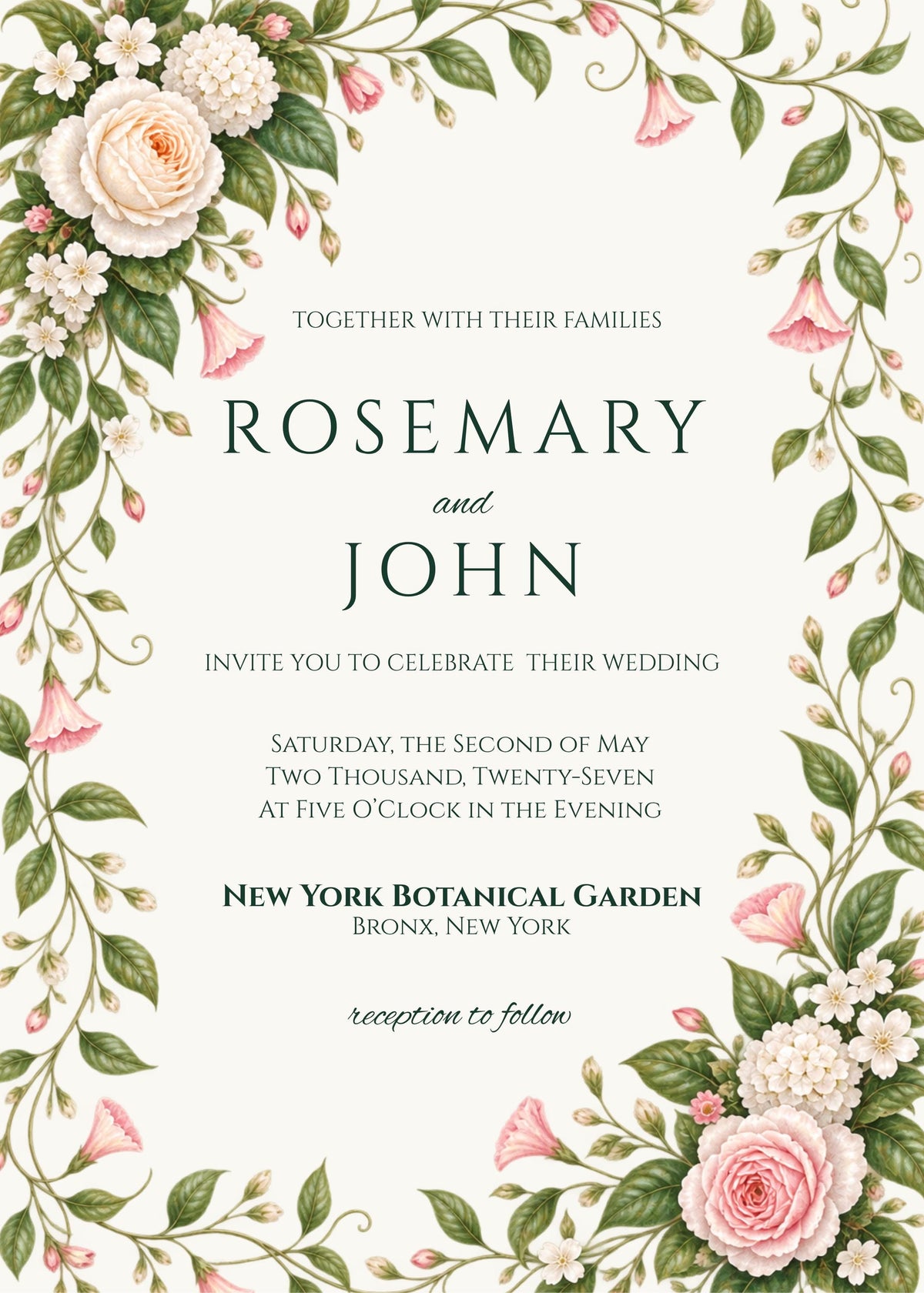 Secret Garden Wedding Invitation Suite Template | 35 Editable Canva Templates | Botanical Floral Wedding Bundle