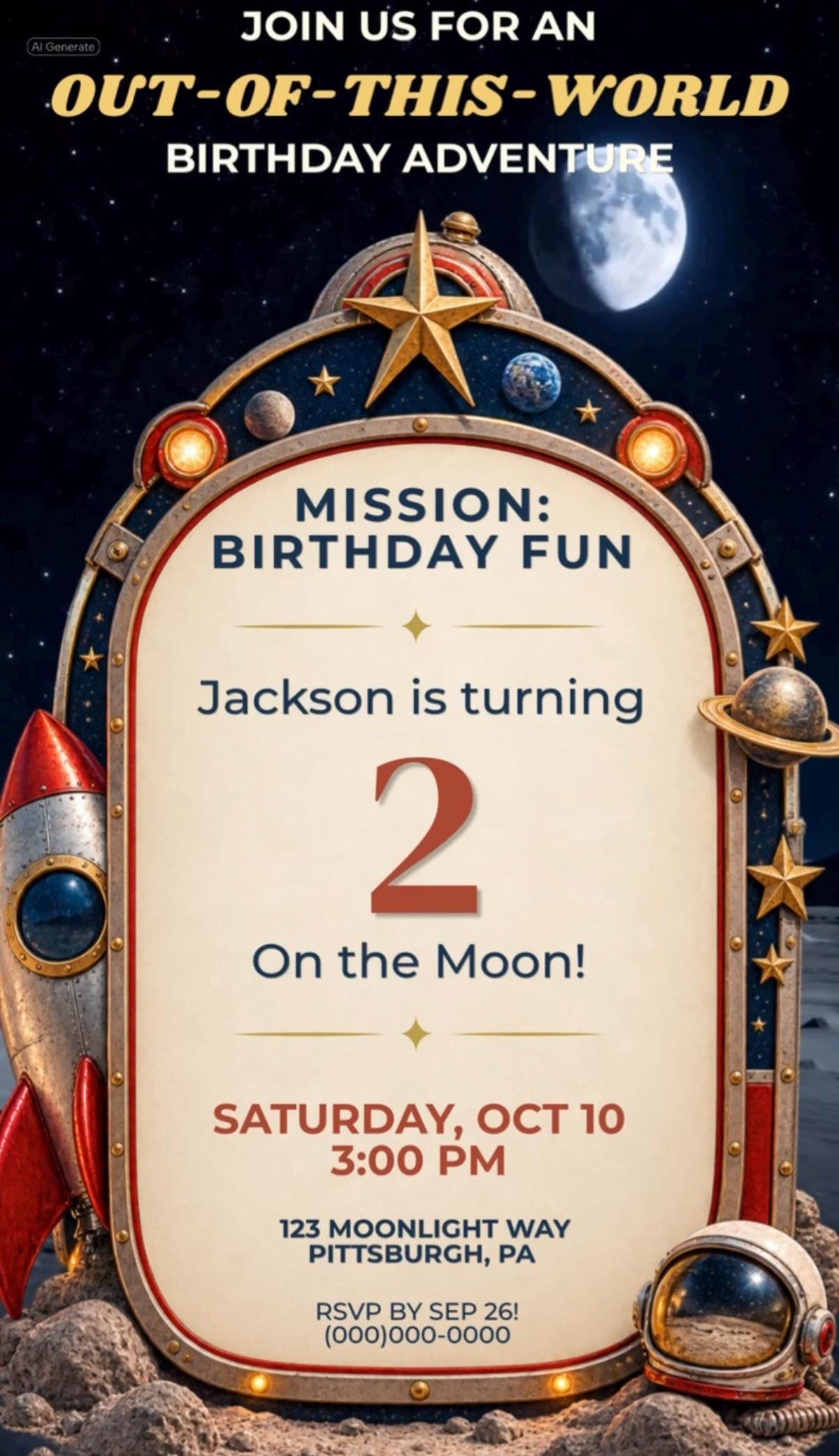 Cinematic Space Adventure Birthday Invitation | Animated, Digital, and Editable in Canva