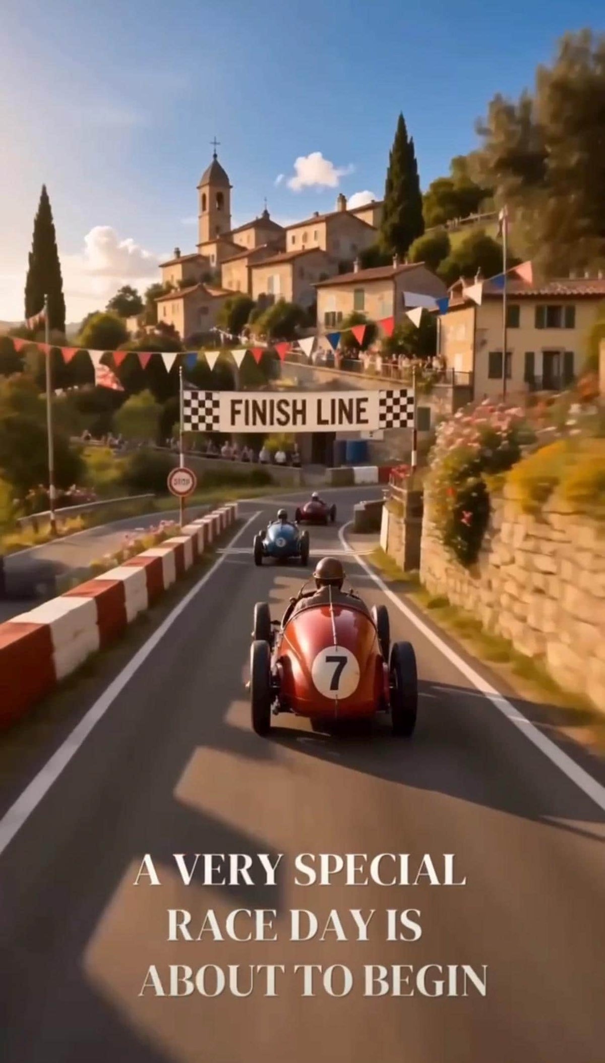 Cinematic Vintage Race Car Birthday Invitation Template | Animated, Digital, and Editable in Canva