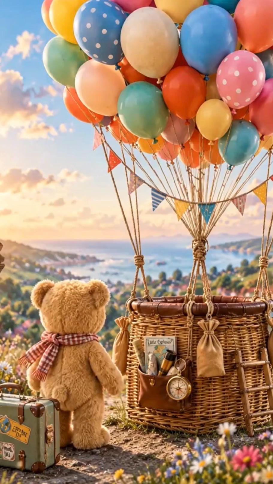 Cinematic ONEderful World Teddy Bear First Birthday Invitation Template | Animated, Digital, and Editable in Canva