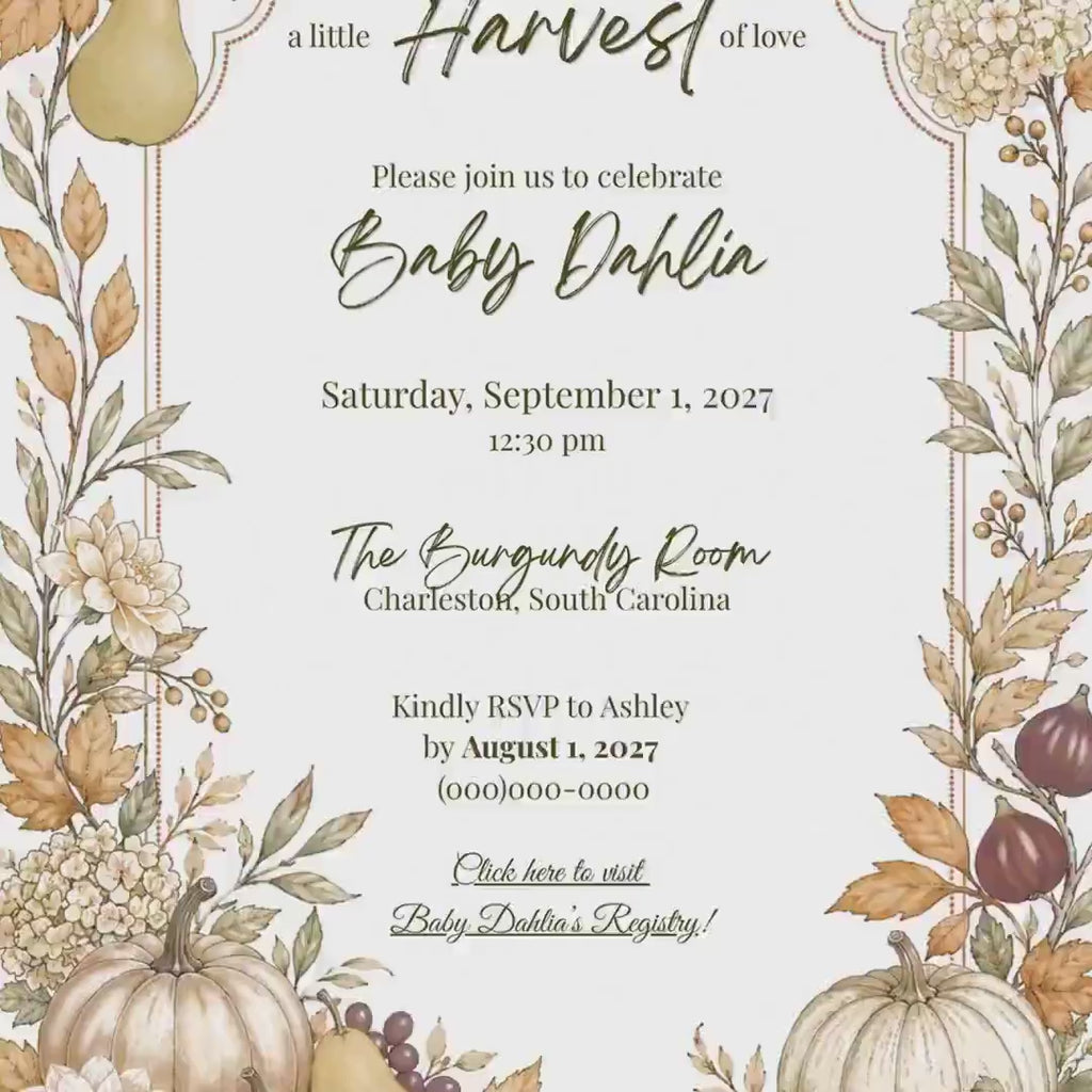 Fall Baby Shower Invitation Template | Editable Watercolor Design for Autumn Celebrations