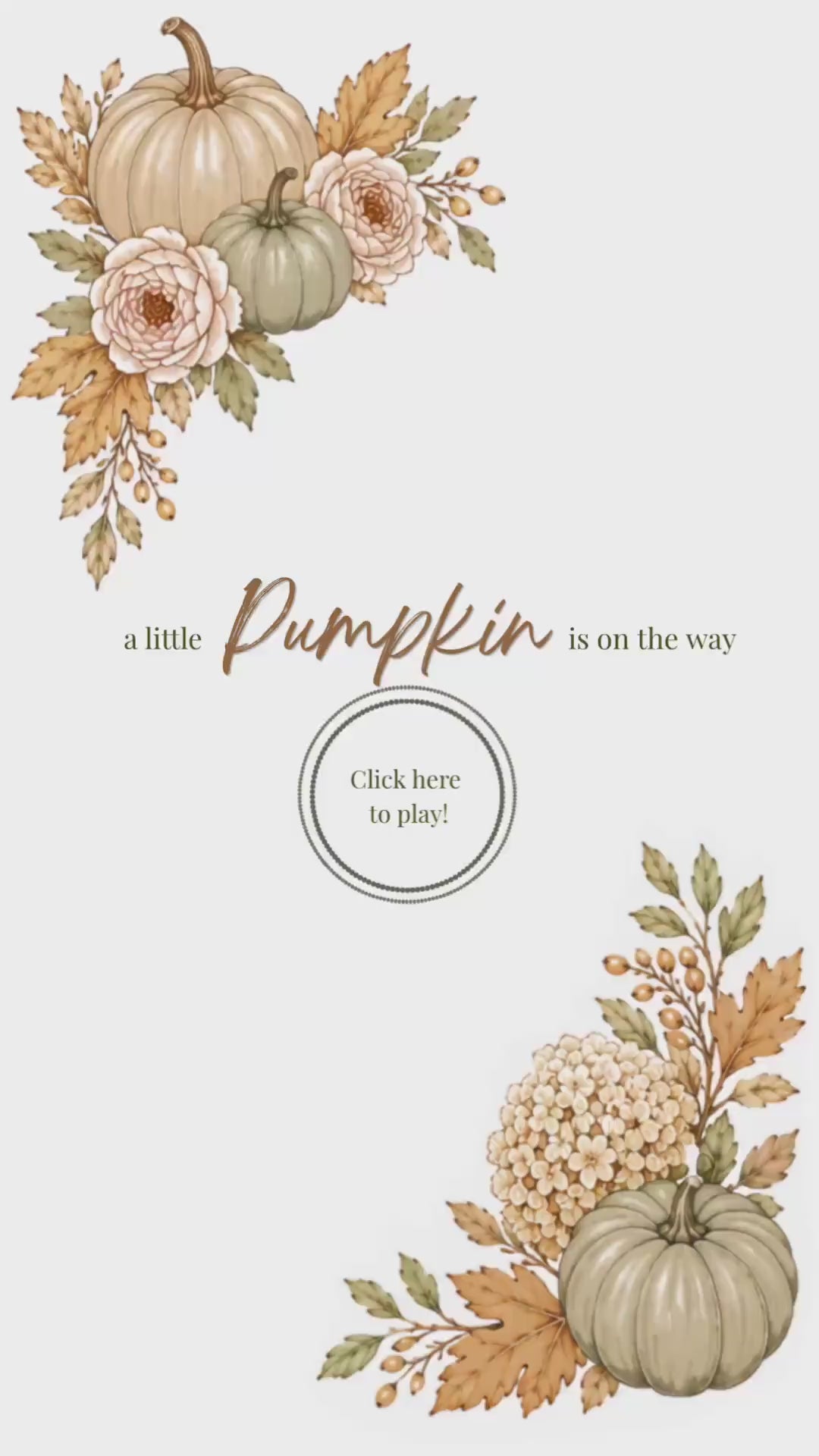 Animated Pumpkin Baby Shower Invitation, Editable Canva Template with Registry Link