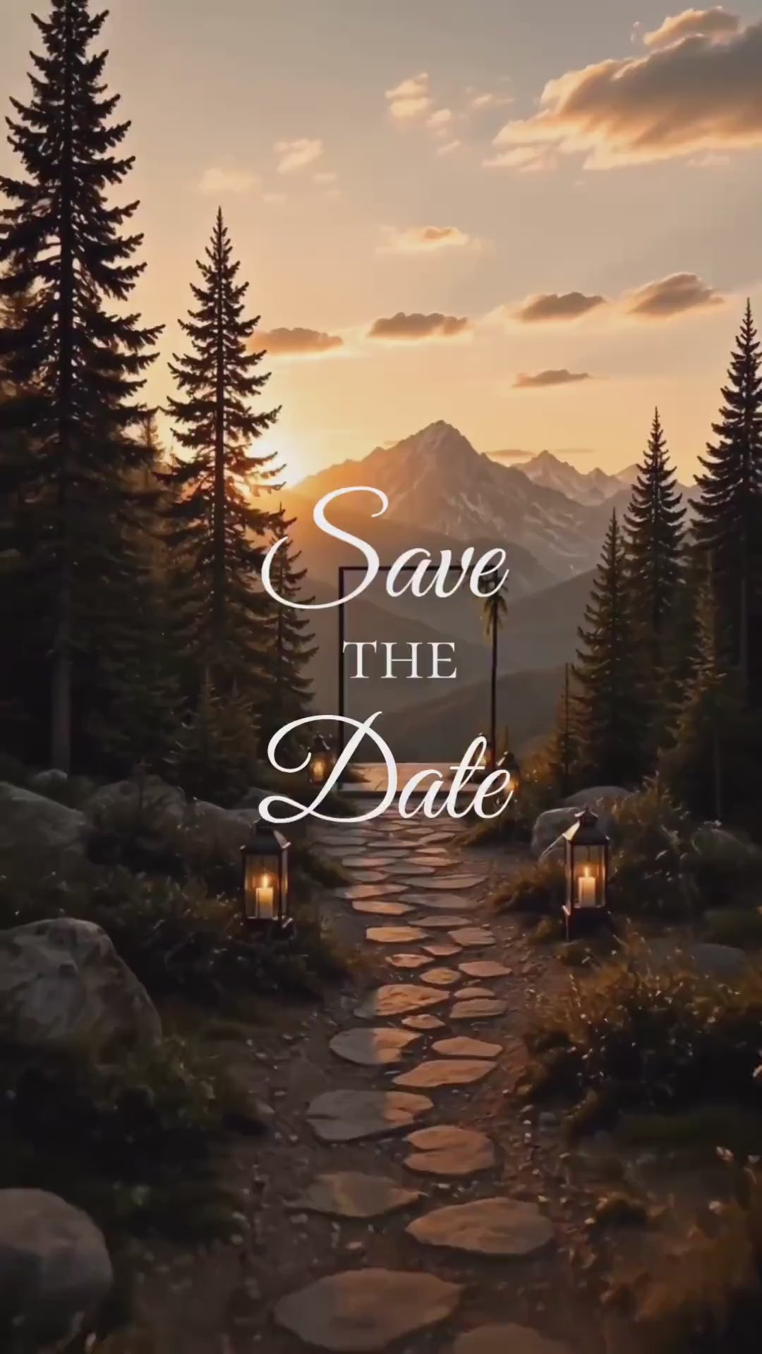 Cinematic Mountain Save the Date Template, Editable in Canva, Includes 2 Video Designs - Classic and Story Reveal