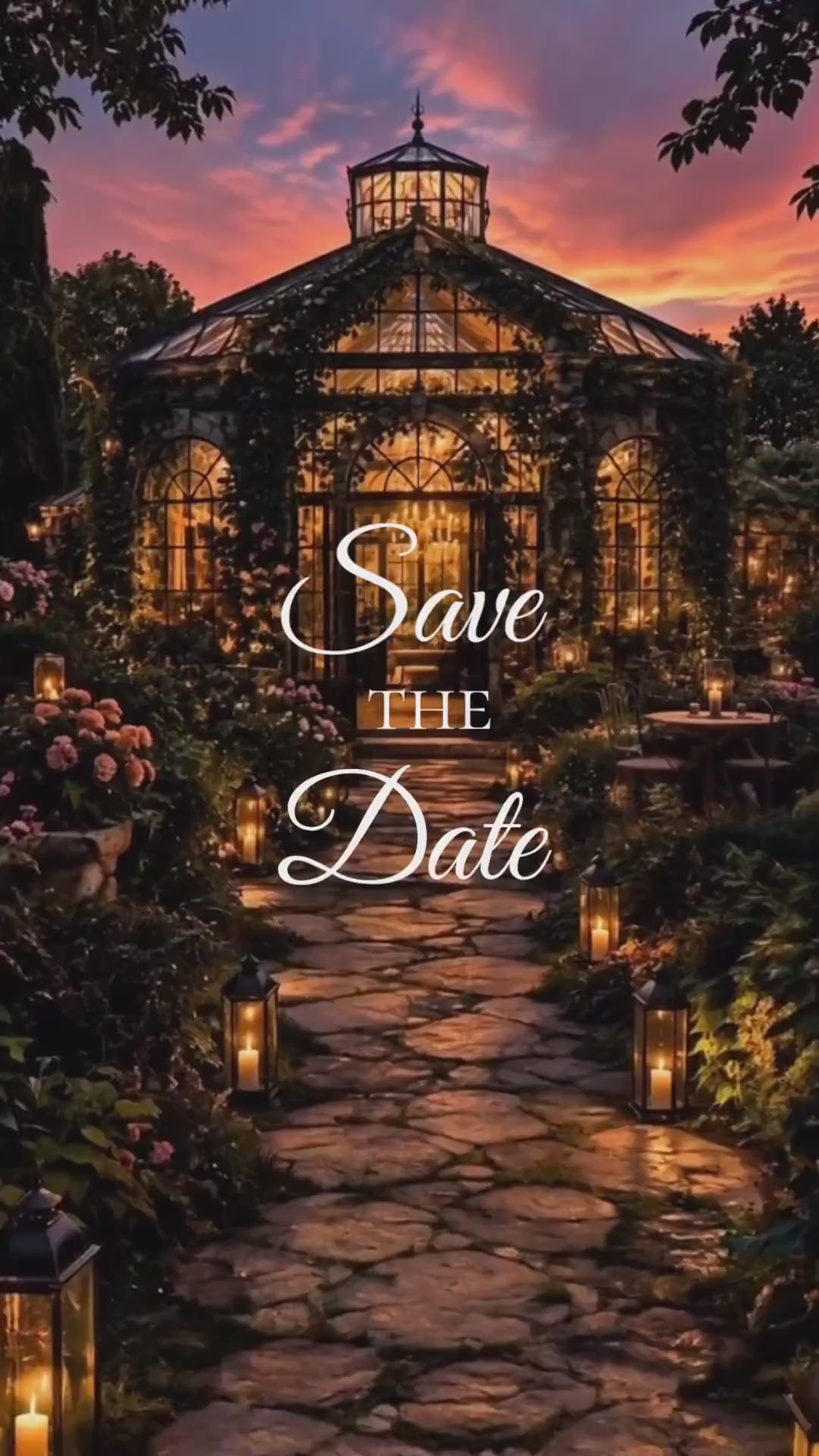 Cinematic Secret Garden Save the Date Template, Editable in Canva, Includes 2 Versions - Twilight and Verdant