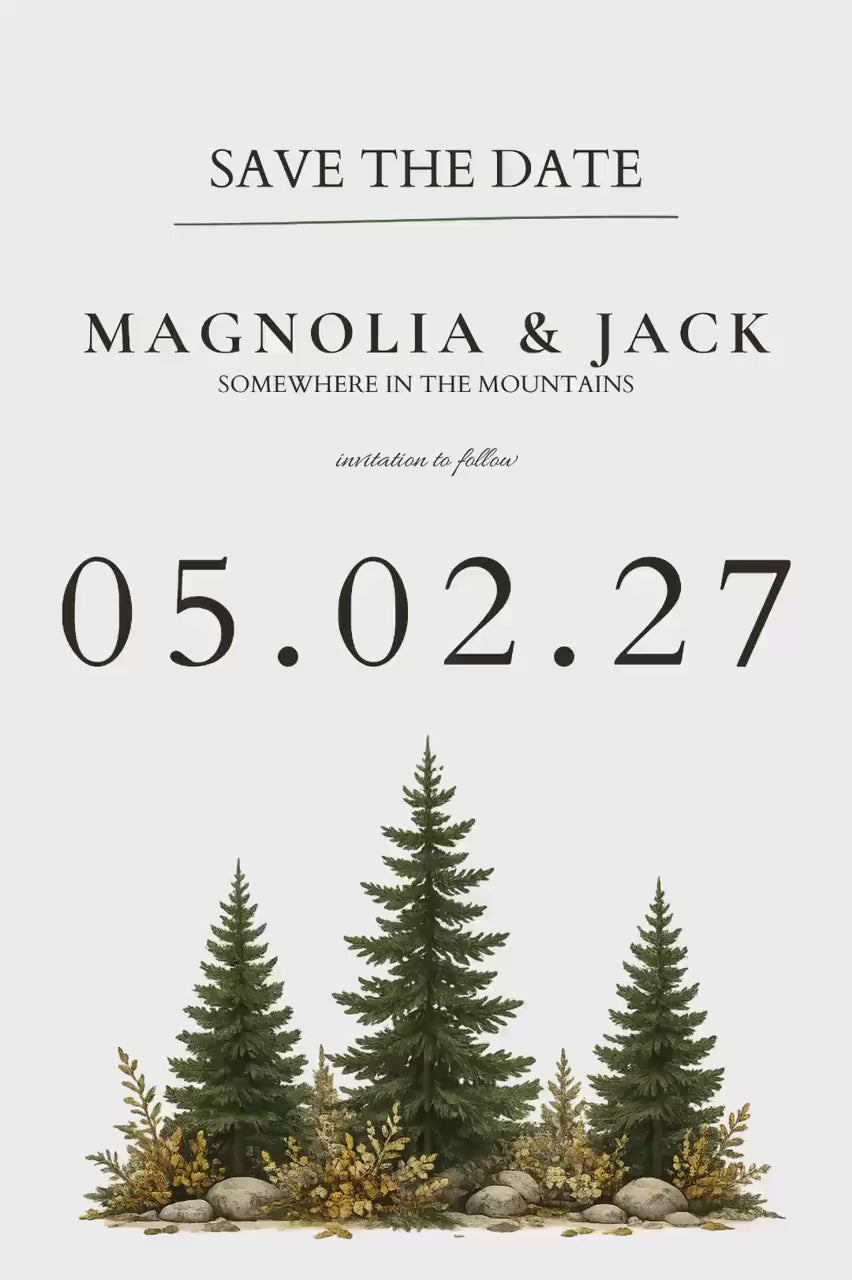 Editable Fall Wedding Invitation Suite, 28 Canva Templates for Mountain
