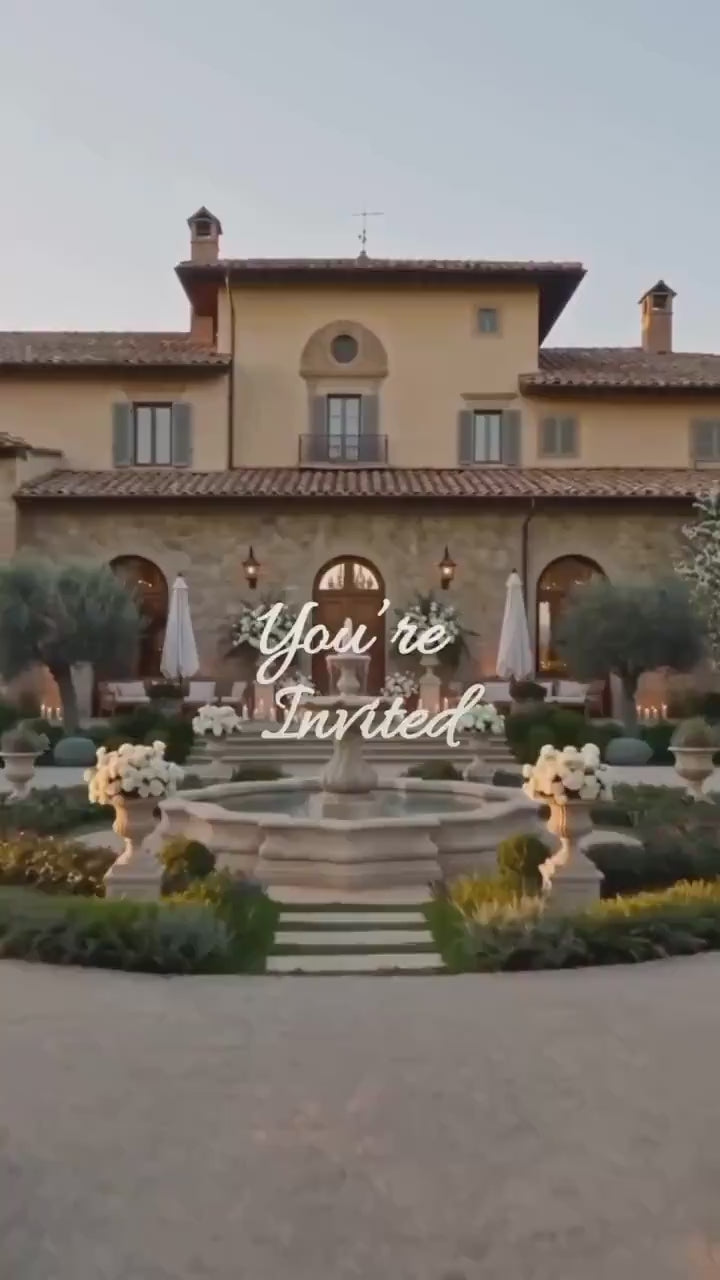Cinematic Italian Villa Wedding Save the Date, Editable Canva Template with 2 Animated Styles