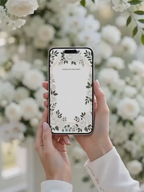 Animated White Garden Wedding Invitation, Editable Canva Template with RSVP Link