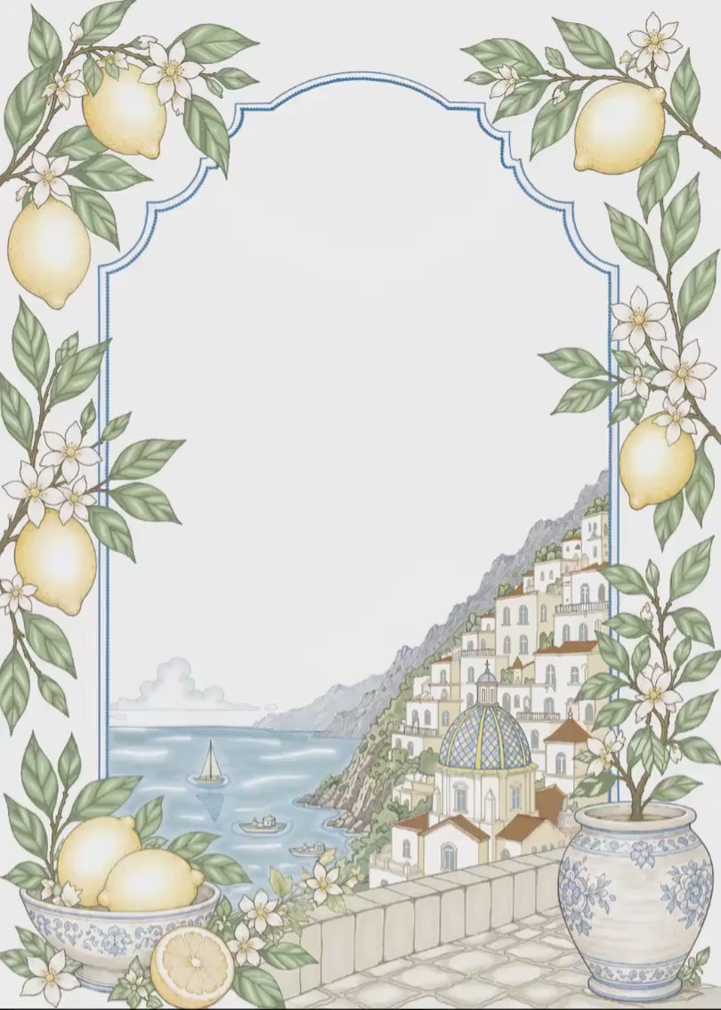 Animated Amalfi Coast Wedding Invitation, Editable Canva Video with RSVP Screen