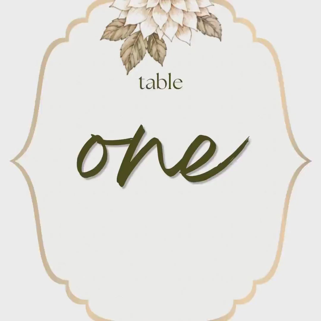 Autumn Table Numbers | Editable Canva Templates with Floral, Pumpkin & Grape Designs