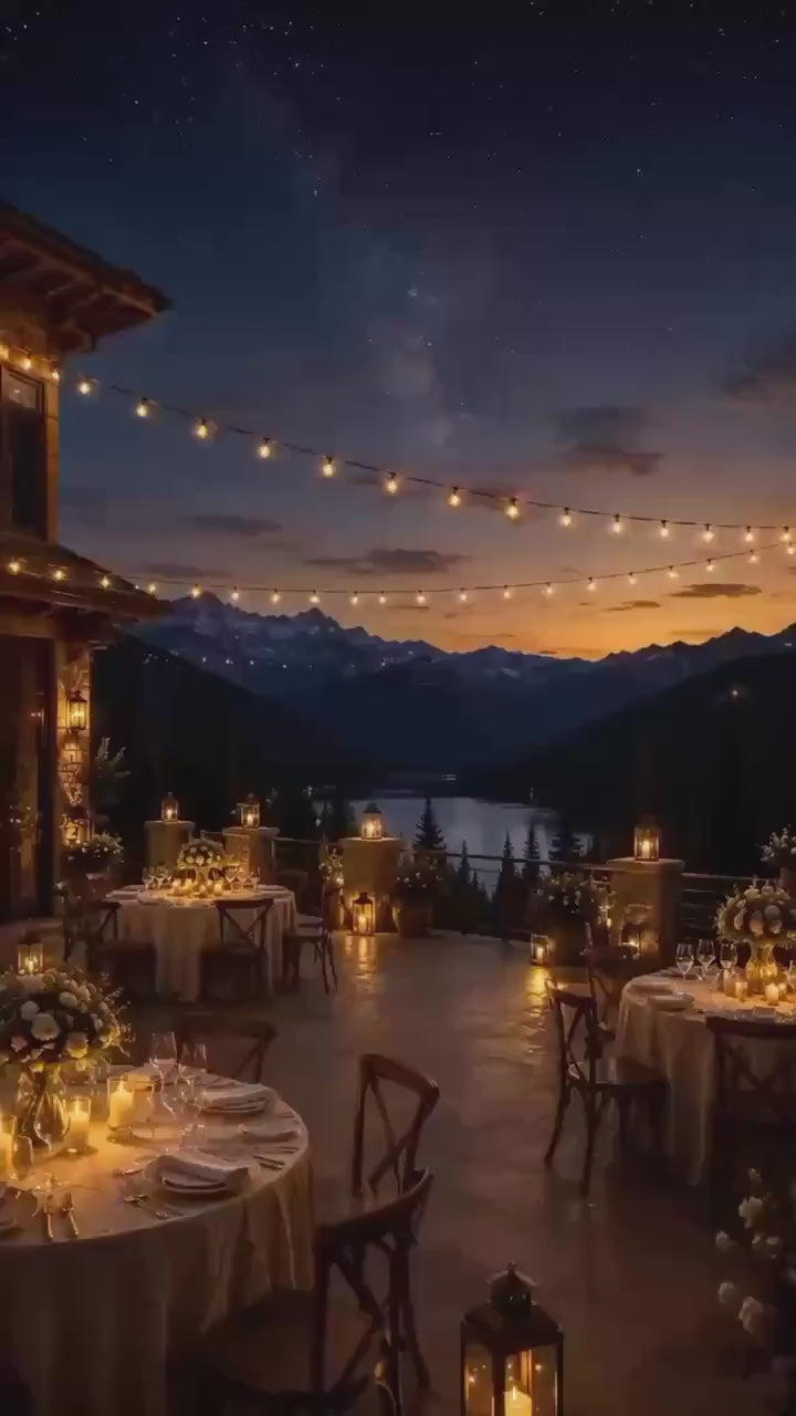 Cinematic Minimal Mountain Couple’s Shower Invitation | Editable in Canva | Includes Sunset & Twilight Versions