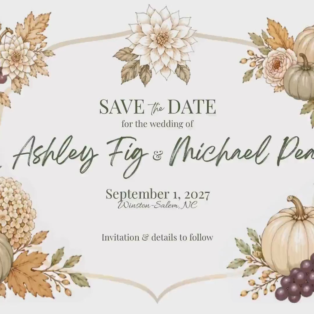 Autumn Save the Date Template, Editable Watercolor Design for Fall Weddings, Instant Download