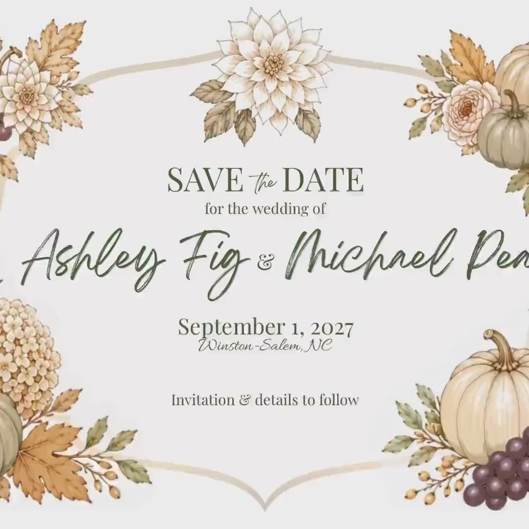 Autumn Save the Date Template, Editable Watercolor Design for Fall Weddings, Instant Download