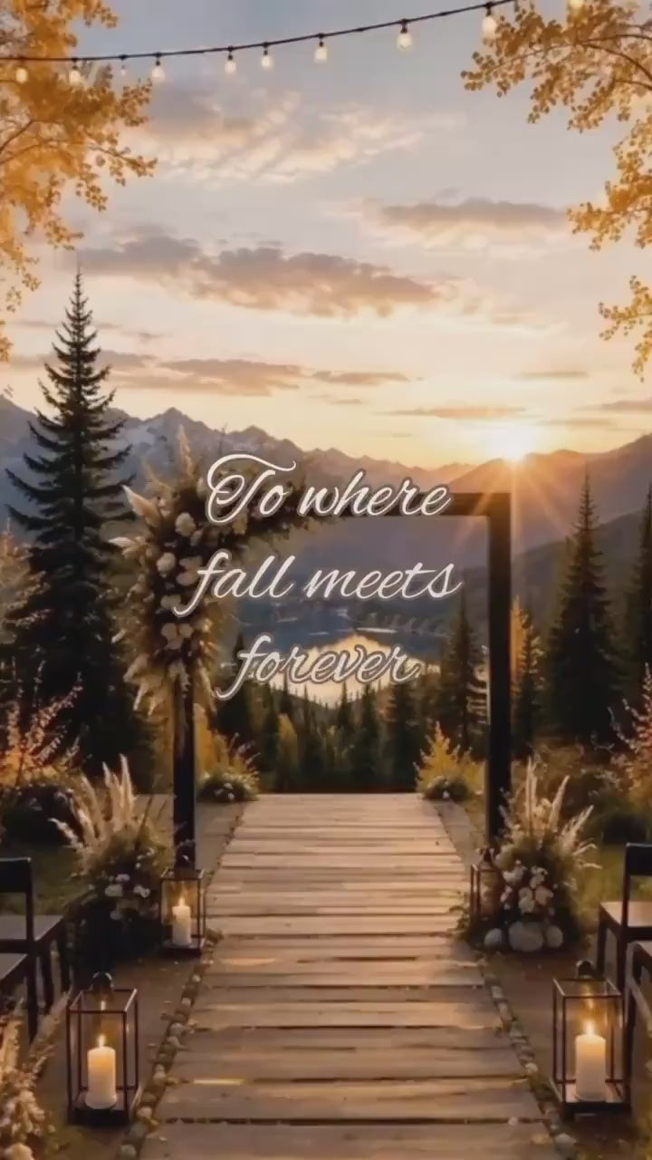 Cinematic Fall Mountain Save The Date Template, Editable Canva Design with Music