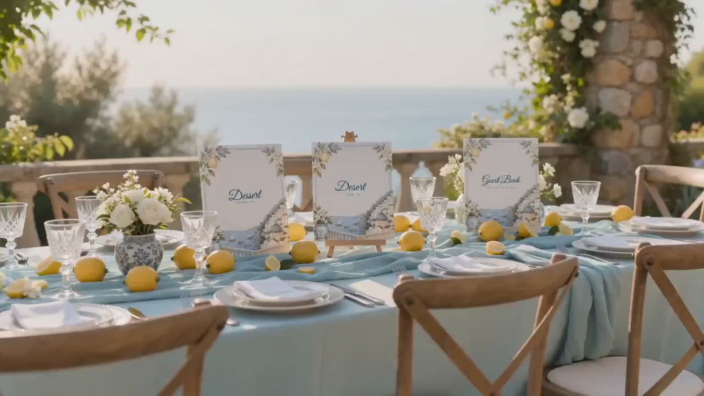 Editable Amalfi Coast Wedding Signs Bundle | 21 Reception Table Signs | Italian Lemon Wedding Decor | Printable Canva Templates